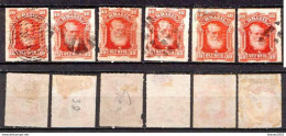 Brazil 6 Used Stamps With Emperor Dom Pedro II From 1877 - Usados