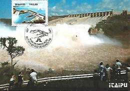 Brazil & Maximum Card, ITAIPU Hydroelectric Power Station, Foz Do Iguaçu 1983 (6868) - Wasser