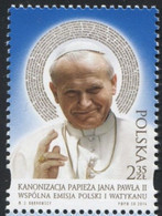 POLAND 2014 Mi 4668 Canonisation Of Pope John Paul II Single Stamp, Vatican Joint Issue MNH ** - Neufs