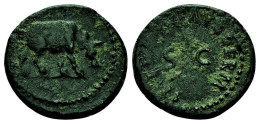 Domitianus AE Quadrans, Rhinoceros Reverse - The Flavians (69 AD To 96 AD)