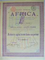 S.A. Africa - Action De Capital De 100 Fr. Au Porteur (1899) - Anvers - Afrika
