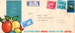 ISRAEL AFFRANCHISSEMENT COMPOSE SUR LETTRE A EN TETE AVION RECOMMANDEE LA FRANCE 1979 - Brieven En Documenten