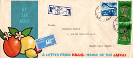 ISRAEL AFFRANCHISSEMENT COMPOSE SUR LETTRE A EN TETE AVION RECOMMANDEE POUR LA FRANCE 1979 - Storia Postale
