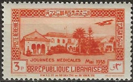 LEBANON 1938 Air. Medical Congress - Medical College, Beirut -  3p. - Orange MH - Liban