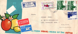 ISRAEL AFFRANCHISSEMENT COMPOSE SUR LETTRE A EN TETE AVION RECOMMANDEE POUR LA FRANCE 1979 - Briefe U. Dokumente