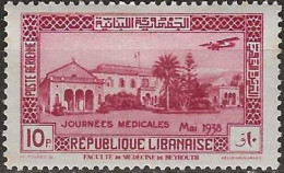 LEBANON 1938 Air. Medical Congress - Medical College, Beirut -  10p. - Red MH - Liban