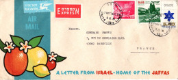 ISRAEL AFFRANCHISSEMENT COMPOSE SUR LETTRE A EN TETE AVION EXPRES POUR LA FRANCE 1979 - Cartas & Documentos