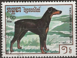 KAMPUCHEA 1987 Dogs - 1r. - Dobermann FU - Kampuchea