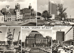 CHEMNITZ, KARL MARX STADT, MULTIPLE VIEWS, ARCHITECTURE, CHURCH, FOUNTAIN, PARK, CARS, BUS, TERRACE, GERMANY - Chemnitz (Karl-Marx-Stadt 1953-1990)