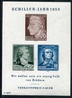 DDR / E.GERMANY 1955 Schiller Death Anniversary Block MNH / **.  Michel Block 12 - Ungebraucht