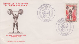 Enveloppe  FDC  1er  Jour   NOUVELLE  CALEDONIE   IVéme   JEUX   DU   PACIFIQUE  SUD   HALTEROPHILIE  1971 - Weightlifting