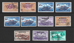 Tonga 1966 Tupou College Overprint / Surcharge Part Set Of 11 To 20/- Official , One With Light Surface Rub FU - Tonga (...-1970)