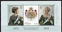 Martin Mörck. Denmark 2022. Queen Margrethe II 50 Years Government Anniversary. Souvenir Sheet MNH. Signed. - Blokken & Velletjes