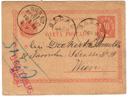 1895 Wien BESTELLT  53 4/2 (= Wieden III) Auf Karte Rumänien Bacau Abs = D. Goldberg - Covers & Documents