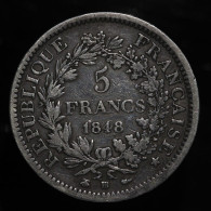 France, Hercule, 5 Francs, 1848, BB - Strasbourg, Argent (Silver), TTB (EF), KM#756.2, G.683 & F.326 - 5 Francs