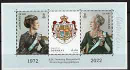 Martin Mörck. Denmark 2022. Queen Margrethe II 50 Years Government Anniversary. Souvenir Sheet MNH. Signed. - Blocks & Sheetlets