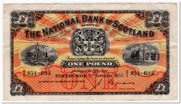 SCOTLAND,THE NATIONAL BANK OF SCOTLAND,1 POUND,1953,P.258c,aVF - 1 Pond