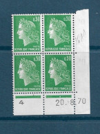 FRANCE 1970 N°1611**  GOMME D'ORIGINE SANS CHARNIÈRE COINS DATES 20.8.70  TTB      2 SCANS - 1970-1979