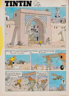 Double-page De Tintin "Tintin Et Les Cigares Du Pharaon" Datant De 1976 Avec Bandeau Titre Inédit Dans La BD Actuelle. - Tintin