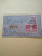 Argentina To Brasil Reg.letter.vitoria Es.first Antarctica Stamps 1947 In Pair Plus Lade Flight.from Firmat S.fe.e7 Reg - Brieven En Documenten