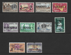 Tonga 1967 New Currency Surcharge Part Set Of 10 To $1 FU - Tonga (...-1970)