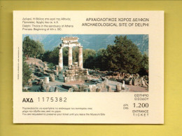 TICKET D'ENTRÉE . GRÈCE . DELPHES . " ARCHAEOLOGICAL SITE OF DELPHI " . SITE ARCHÉOLOGIQUE - Réf. N°37916 - - Tickets D'entrée