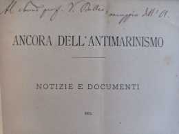 Ancora Dell'antimarinismo Autografo Francesco Mango Palermo 1890 Tipografia Del Giornale Di Sicilia - Old Books