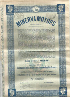 Minerva Motors Berchem (Anvers) - 1/10 De Part Sociale N°207075 De 1929 - Automovilismo