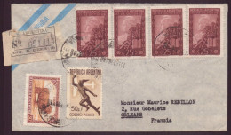 ARGENTINE 1950 ENVELOPPE RECOMMANDEE DE BUENOS AIRES POUR ORLEANS - Storia Postale