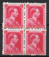 Année 1940 : 528 Bloc De 4 Timbres  ** - Roi Léopold III "Col Ouvert" - 1936-1957 Collo Aperto