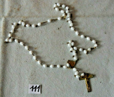 C111 Authentique Chapelet - Objet Religieux - Old Church Rosary White - Arte Religiosa