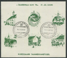 Estonia:Used Label/sheet Saaremaa Summer 1991, Kuressaare Views - Estonie