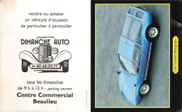 Petit Calendrier Ancien 1989 Publicitaire " Dimanche Auto Beaulieu Nantes - Automobile De Tomaso Mangusta * Calendar - Small : 1981-90