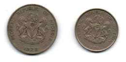 NIGERIA - 5 Kobo KM# 9.1 - 1974 + 10 Kobo KM# 10.1 - 1973 - 2 Coins - Nigeria