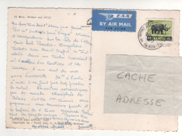 Timbre , Stamp  " Animal : Rhinocéros " Sur CP , Carte , Postcard Du 20/01/69 - Kenya (1963-...)