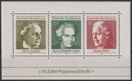1969 Deutschland>BRD, ** Mi:DE BL5, Sn:DE 1007, Yt:DE BF4, 50 Jahre Frauenwahlrecht, Frau: Juchacz, Lüders, Weber - 1959-1980