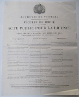 Académie De POITIERS , Faculté De DROIT, 1818 - Acte Public Pour La Licence - Diplômes & Bulletins Scolaires