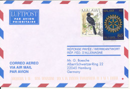 Malawi Air Mail Cover Sent To Germany BIRD & Rotary Stamp (BIRD Stamp Is Missing A Corner) - Malawi (1964-...)