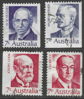 Australia. 1972 Famous Australians (4th Series). Prime Ministers. Used Complete Set. SG 505-508 - Oblitérés