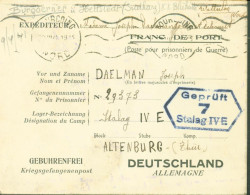 Guerre 40 Carte En Franchise Avant Formulaires Officiels Allemands Pour Stalag IV E Altenburg CAD Tourcoing Censure - Guerra Del 1939-45