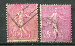 25888 FRANCE N°202a/2° 75c. Semeuse : Type II Deux Lignes Blanches + Type I 1925   TB - Usados