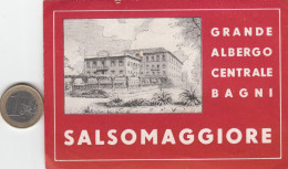 ETIQUETA - STICKER - LUGGAGE LABEL HOTEL  GRANDE ALBERGO CENTRALE BAGNI - SALSOMAGGIORE    - ITALIA - ITALY - Etiquetas De Hotel