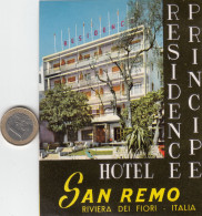 ETIQUETA - STICKER - LUGGAGE LABEL HOTEL RESIDENCE PRINCIPE - SAN REMO   - ITALIA - ITALY - Etiquetas De Hotel