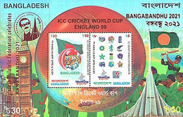 2021 Bangladesh Stamp Exhibition Overprint 2v SS MNH 1999 ICC Cricket World Cup GB UK Australia India Flag Limited Editi - Cricket