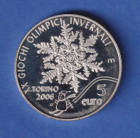 San Marino 2005 Silbermünze Olympia Abfahrtslauf 5 Euro 18g, Ag925 PP - San Marino