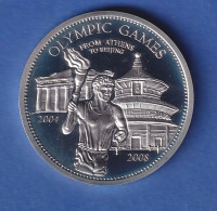 Laos 2008 Silbermünze Olympia Fackellauf 1000 Kip 28,28g, Ag925 PP - Other - Asia