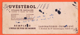 06146 / PARIS XIV Laboratoire CRINEX-UVE 1 Avenue Dr LANNELONGUE Vitamine D UVESTEROL Remplace Huile Foie Morue Buvard - Chemist's