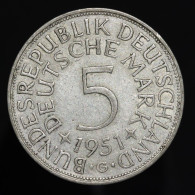 Allemagne / Germany, 5 Mark, 1951, G - Karlsruhe, Argent (Silver), TTB+ (EF), KM#112.1 - 5 Marcos