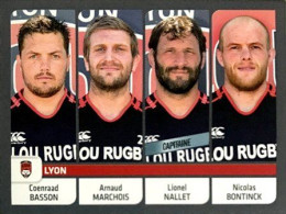 417 Coenraad Basson - Arnaud Marchois - Lionel Nallet - Nicolas Bontinck - LOU Rugby - Panini Sticker Rugby 2012-2013 - French Edition