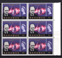 Bahamas 1965 Churchill Commemoration - 1/- Bluish Violet Block Of 6 MNH (SG 270) - 1963-1973 Ministerial Government